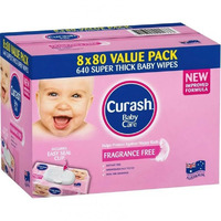Curash Baby Wipes Fragrance Free (8x80PK)