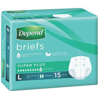 Depend Briefs Super Plus Unisex (15PK | Large)