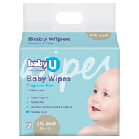 babyU Fragrance Free Baby Wipes (240PK)